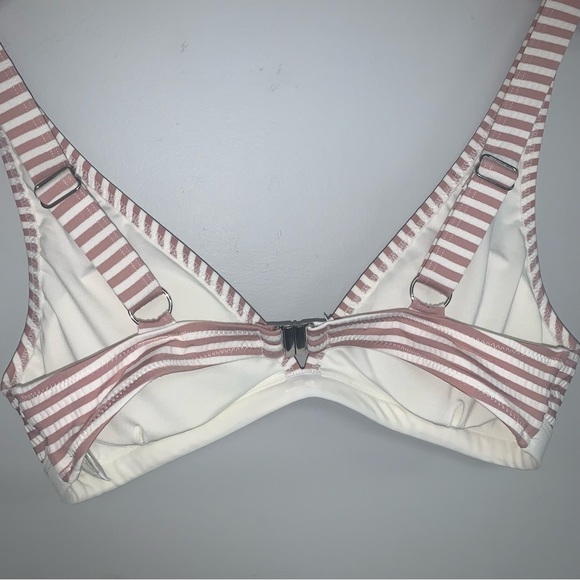 Cupshe  Padded Bikini Top Triangle Striped Ivory Blush Pink Size Large NWOT - Picture 4 of 7